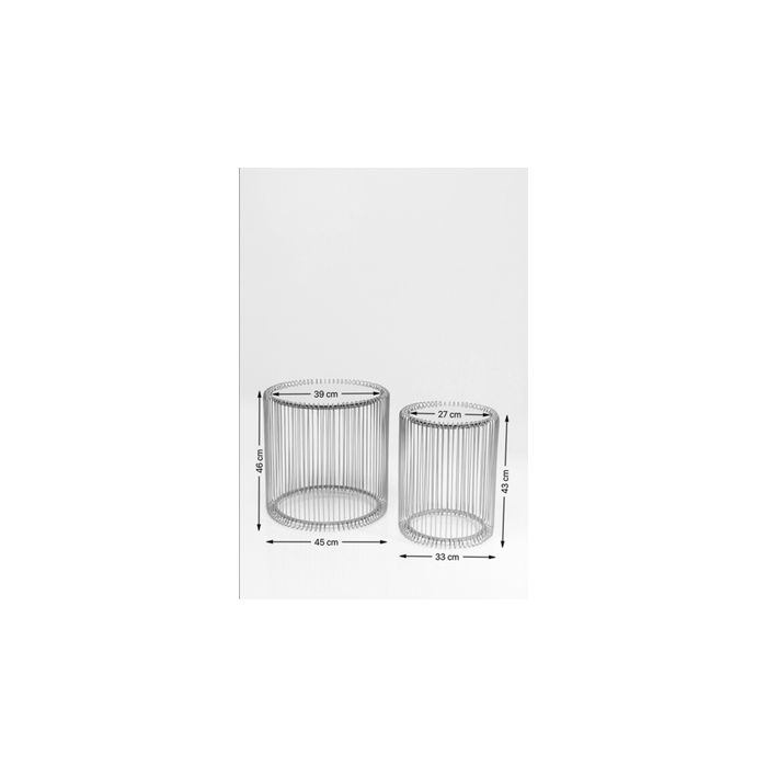 Kare Design Wire Bijzettafel Hoog - Set Van 2 - Zwart Met Glas