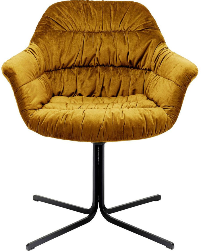 Kare Design Colmar Draaibare Eetkamerstoel - Okergeel Fluweel