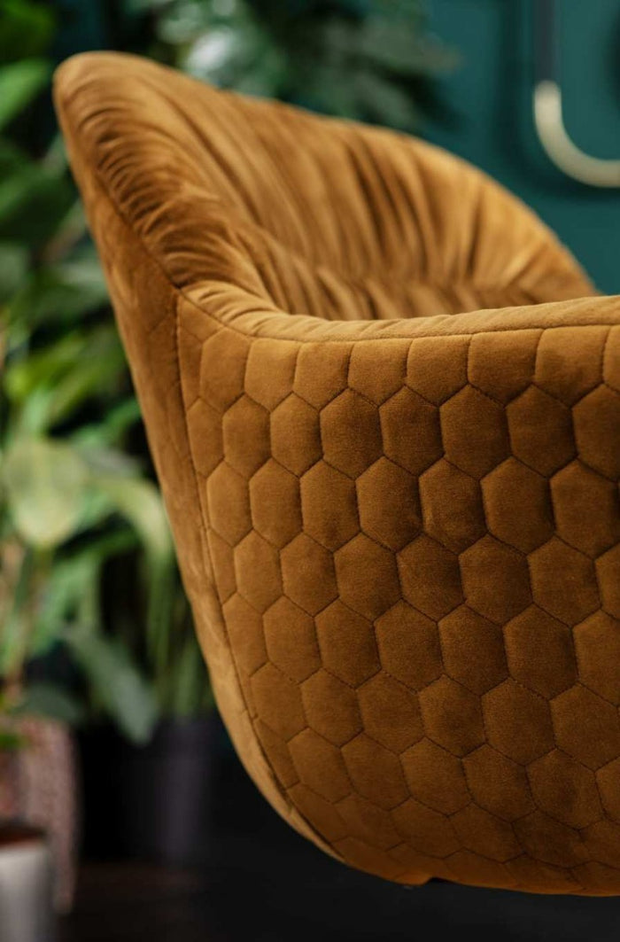 Kare Design Colmar Draaibare Eetkamerstoel - Okergeel Fluweel