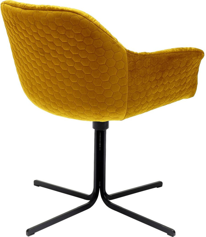 Kare Design Colmar Draaibare Eetkamerstoel - Okergeel Fluweel