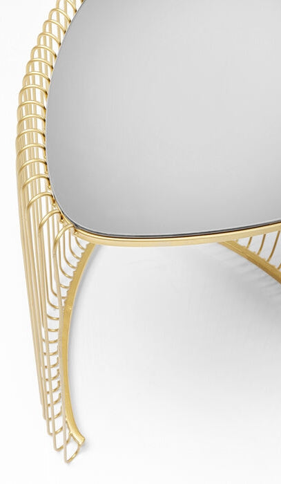 Kare Design Wire Bijzettafel Triangle - Set Van 2 - Messing Met Glas