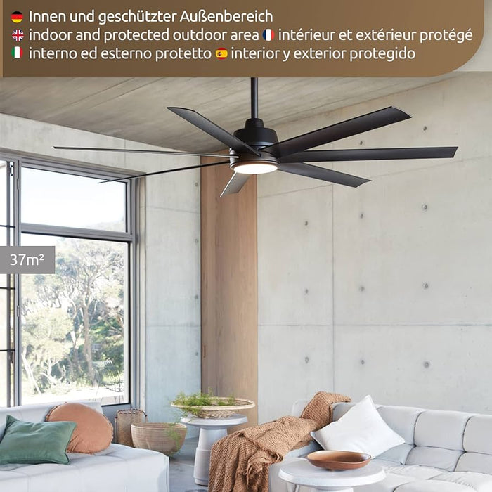 Lucci Air Plafondventilator Atlanta II Zwart XL Ø 183cm 12W Led Incl