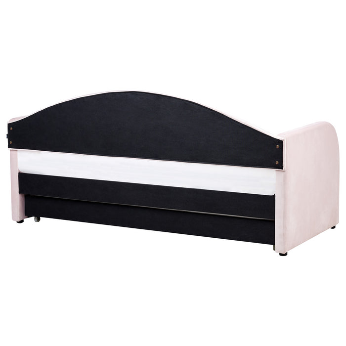 Beliani-EYBURIE-Onderschuifbed-Pastelroze-90 x 200 cm-Fluweel