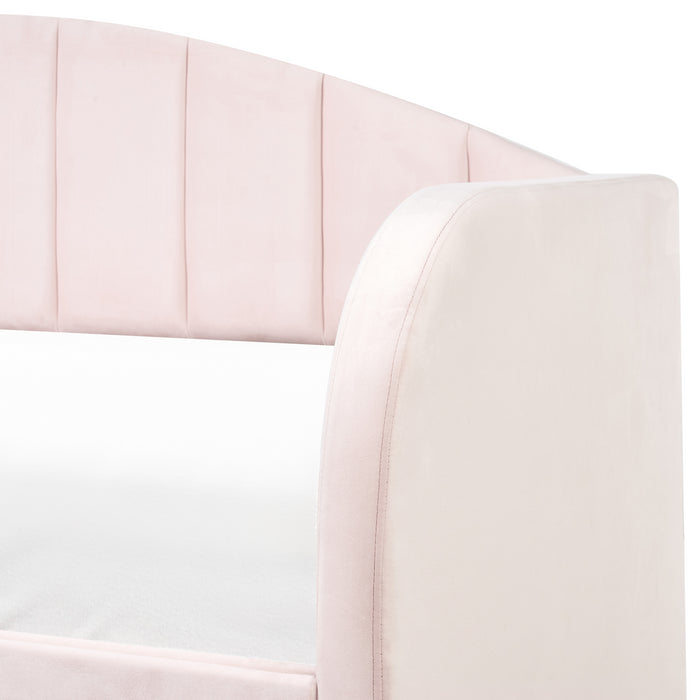 Beliani-EYBURIE-Onderschuifbed-Pastelroze-90 x 200 cm-Fluweel