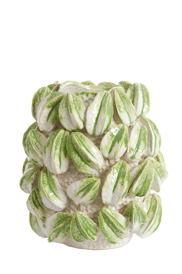 Light&living Vaas deco 32x31,5x36,5 cm CARAMBOLA keramiek crème+groen