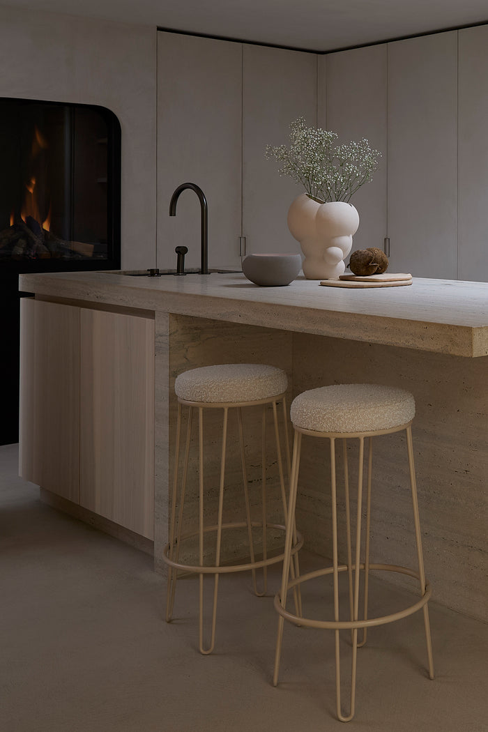 Light & Living Light&living Barkruk Ø41x73 cm ALICE bouclé crème+crème