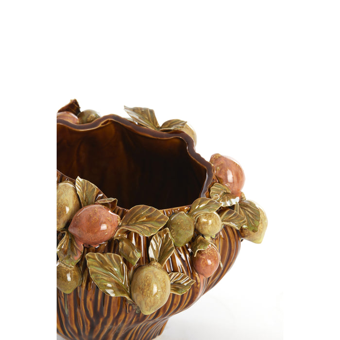 Light&living Vaas deco 26,5x24x20 cm LEMONI keramiek bruin-oranje+g...